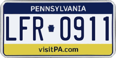 PA license plate LFR0911