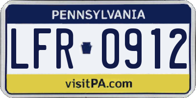 PA license plate LFR0912