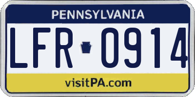 PA license plate LFR0914