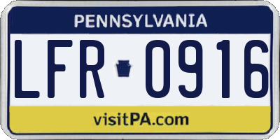 PA license plate LFR0916