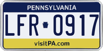 PA license plate LFR0917