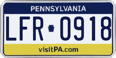 PA license plate LFR0918