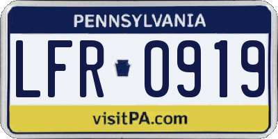 PA license plate LFR0919