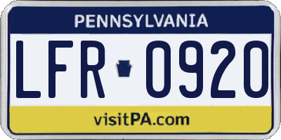 PA license plate LFR0920