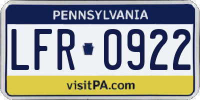 PA license plate LFR0922