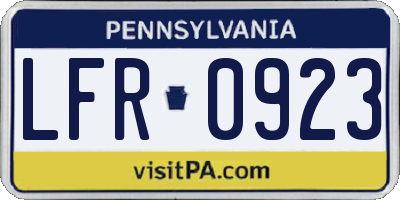 PA license plate LFR0923