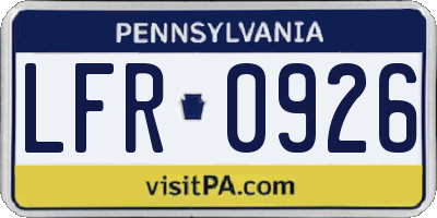 PA license plate LFR0926