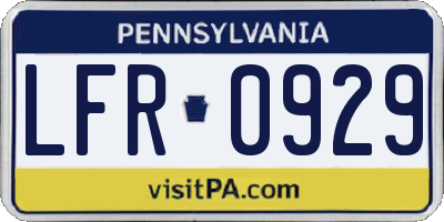 PA license plate LFR0929