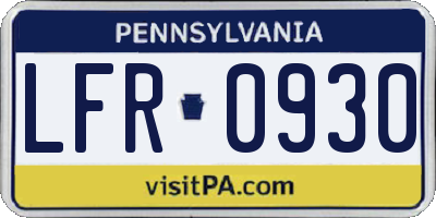 PA license plate LFR0930