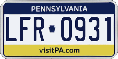 PA license plate LFR0931