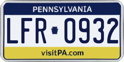 PA license plate LFR0932