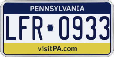 PA license plate LFR0933