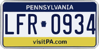 PA license plate LFR0934