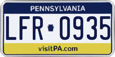 PA license plate LFR0935