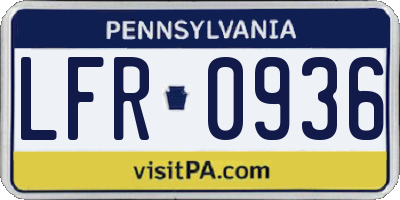 PA license plate LFR0936