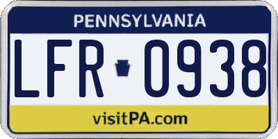 PA license plate LFR0938