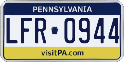 PA license plate LFR0944