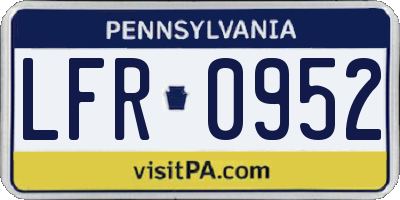 PA license plate LFR0952