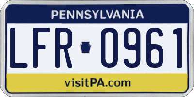 PA license plate LFR0961