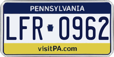 PA license plate LFR0962