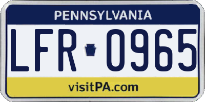 PA license plate LFR0965