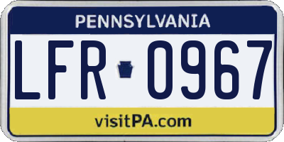 PA license plate LFR0967