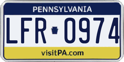 PA license plate LFR0974