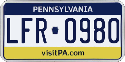 PA license plate LFR0980