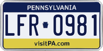 PA license plate LFR0981
