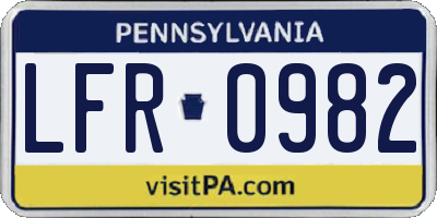 PA license plate LFR0982
