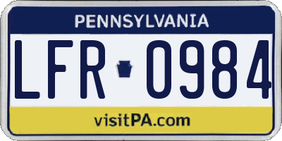 PA license plate LFR0984