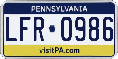 PA license plate LFR0986