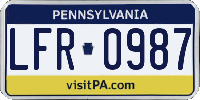 PA license plate LFR0987