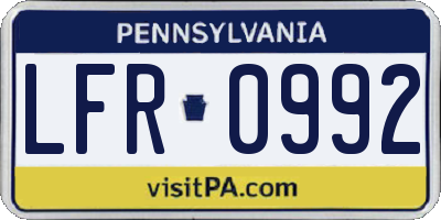 PA license plate LFR0992