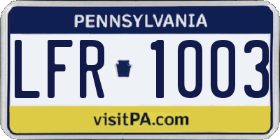 PA license plate LFR1003