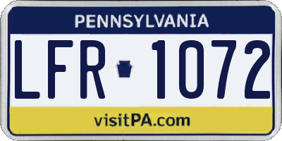 PA license plate LFR1072