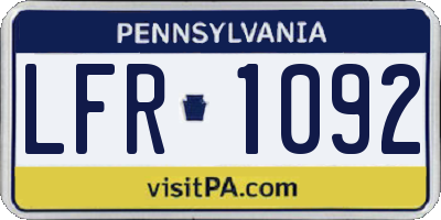 PA license plate LFR1092