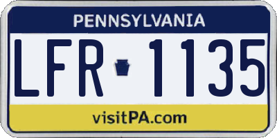 PA license plate LFR1135