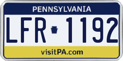PA license plate LFR1192