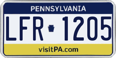 PA license plate LFR1205