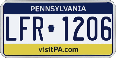 PA license plate LFR1206