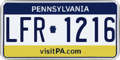 PA license plate LFR1216