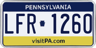 PA license plate LFR1260