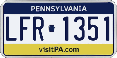 PA license plate LFR1351