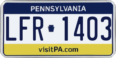 PA license plate LFR1403
