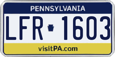 PA license plate LFR1603