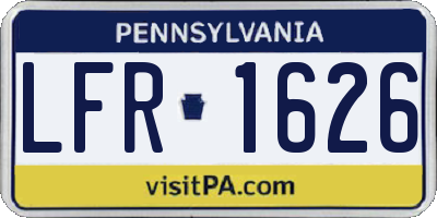 PA license plate LFR1626