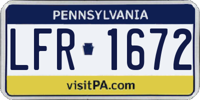 PA license plate LFR1672