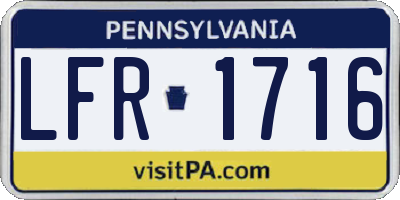 PA license plate LFR1716