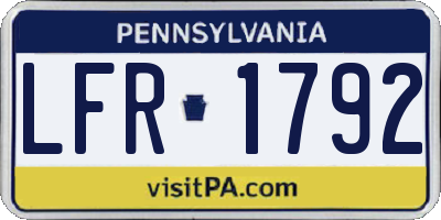 PA license plate LFR1792